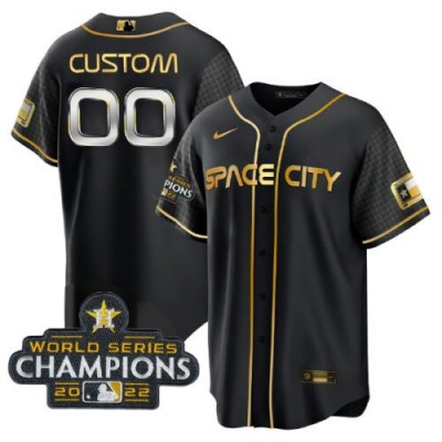 Houston Astros Active Player Custom Black Gold 2022 World Series Champions Stitched Men's Nike MLB Jersey